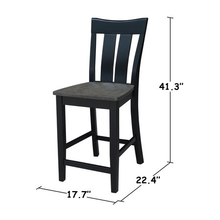 International Concepts Ava Solid Wood Counter Height Bar Stool - 24" Seat Height - Coal S75-132